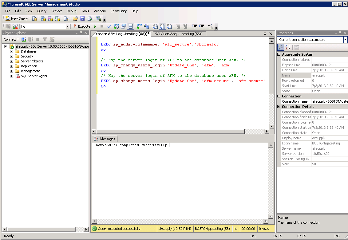 Standard Single-User Installation: Attach the Microsoft SQL Database