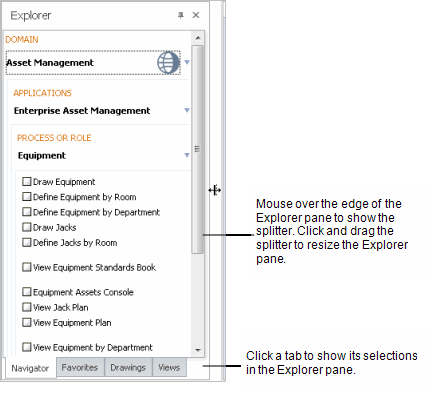 Explorer panel showing the splitter used to resize the panel. The spitter shows when you mouse over the edge of the panel.