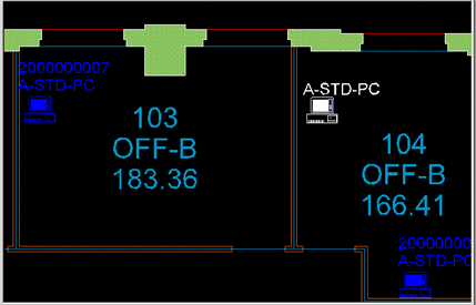 floor plan drawing showing copied asset symbol