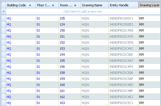 screen shot showing view that includes Entity Handle field
