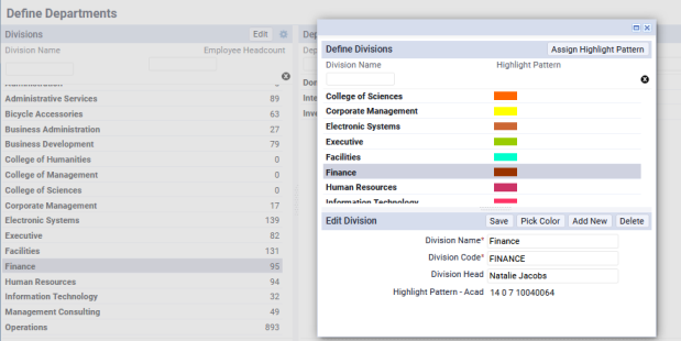 Define Divisions and Departments