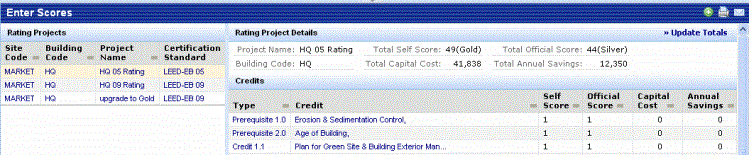 rating project details panel