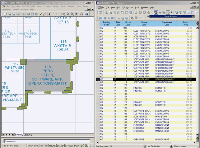 screen shot with the Smart Client CAD Extension tiled horizontally beside the Smart Client grid application