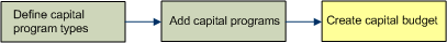 process diagram showing steps to create a simple capital budget that uses no project data