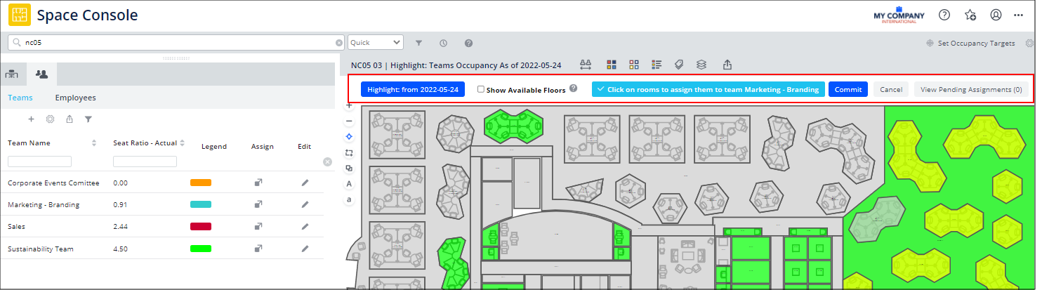 Assign Rooms to Teams Using the Floor Plan
