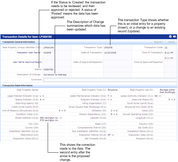 screen shot of transaction details 